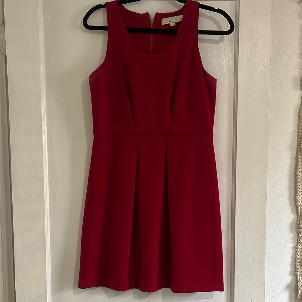 LOFT Red A-Line Mini Dress with Scoop Neck for Cocktail